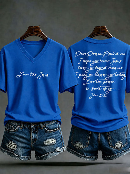 Damen‑Freizeit‑T‑Shirt mit Aufdruck „Love like Jesus“