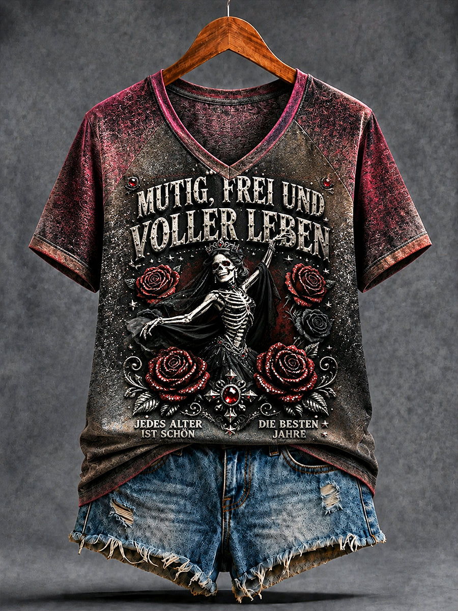 Damen T-Shirt mit lässiger V-Ausschnitt