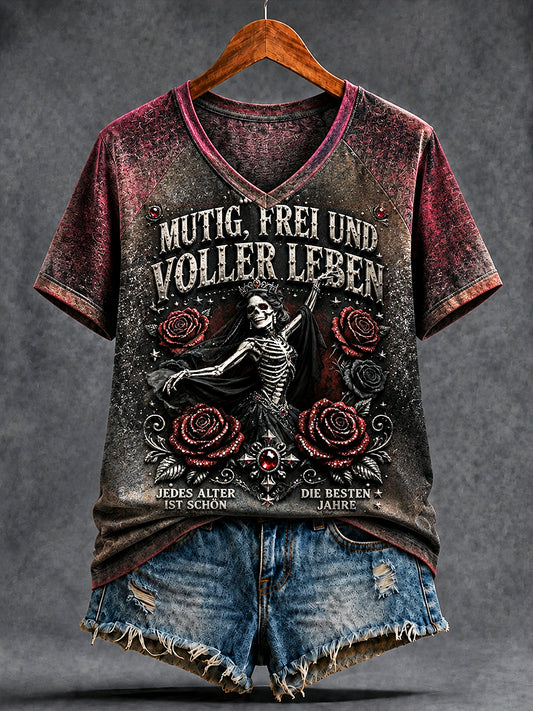 Damen T-Shirt mit lässiger V-Ausschnitt