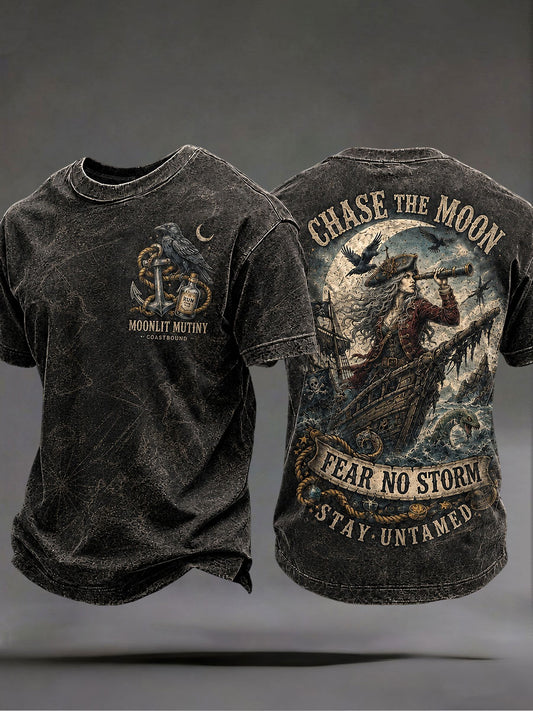 Herren-T-Shirts „Jage den Mond, fürchte keinen Sturm“