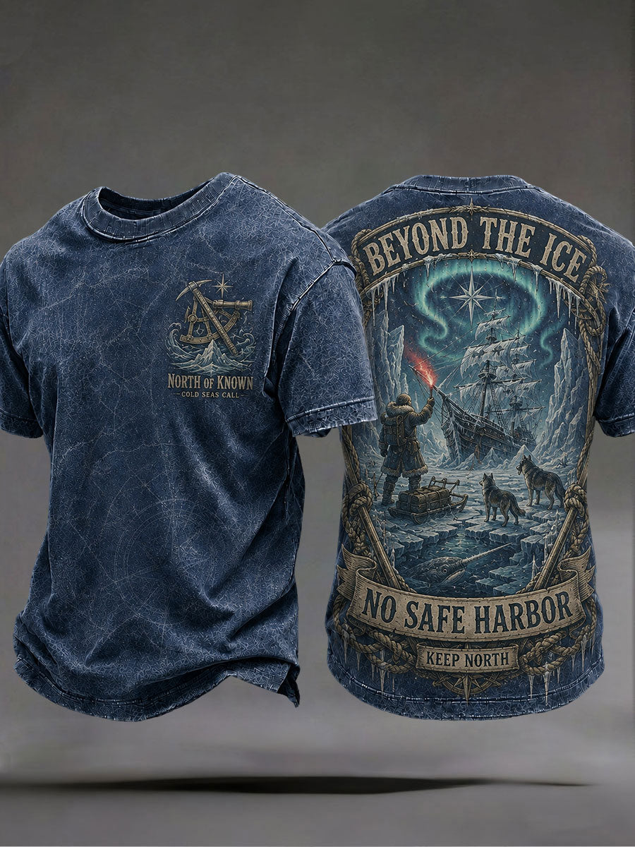 Herren-T-Shirts mit dem Spruch „Jenseits des Eises gibt es keinen sicheren Hafen“