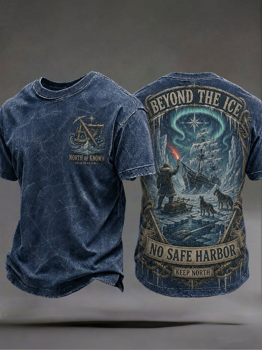 Herren-T-Shirts mit dem Spruch „Jenseits des Eises gibt es keinen sicheren Hafen“