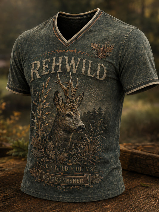 Herren T-Shirt mit V-Ausschnitt und deutscher Jagd saison