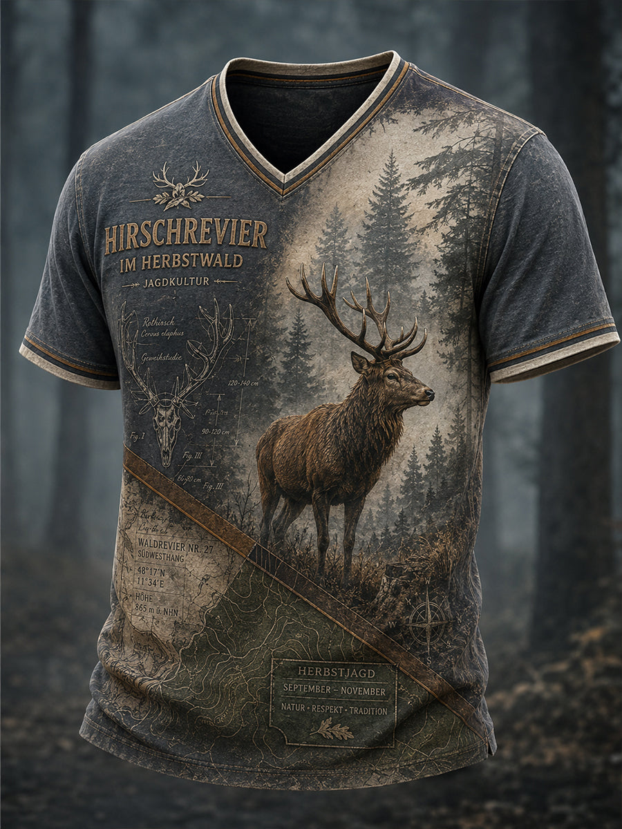 Herren-T-Shirt mit V-Ausschnitt zur deutschen Jagdsaison