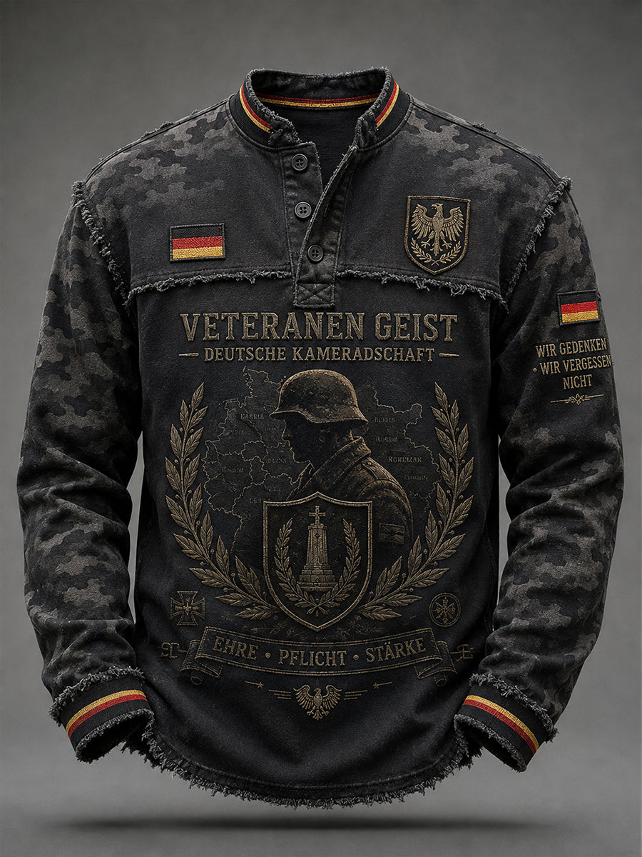 Herren-Top mit Tarnmuster und langen Ärmeln zum Gedenken an die Veteranen