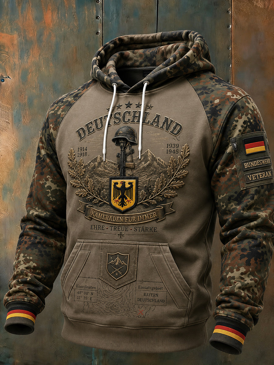Herren-Kapuzenpullover mit Camouflage-Print und langen Ärmeln zum Gedenken an die Veteranen