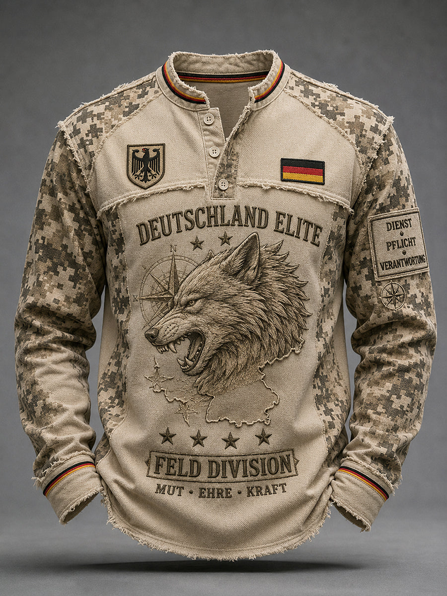 Herren-Top mit Tarnmuster und langen Ärmeln zum Gedenken an die Veteranen