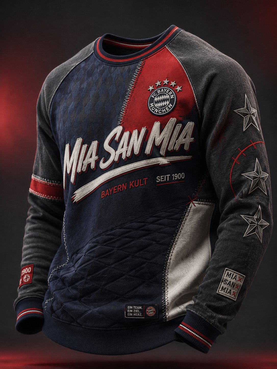 Herren-T-Shirt von Bayern München mit Waffelstruktur und langen Ärmeln
