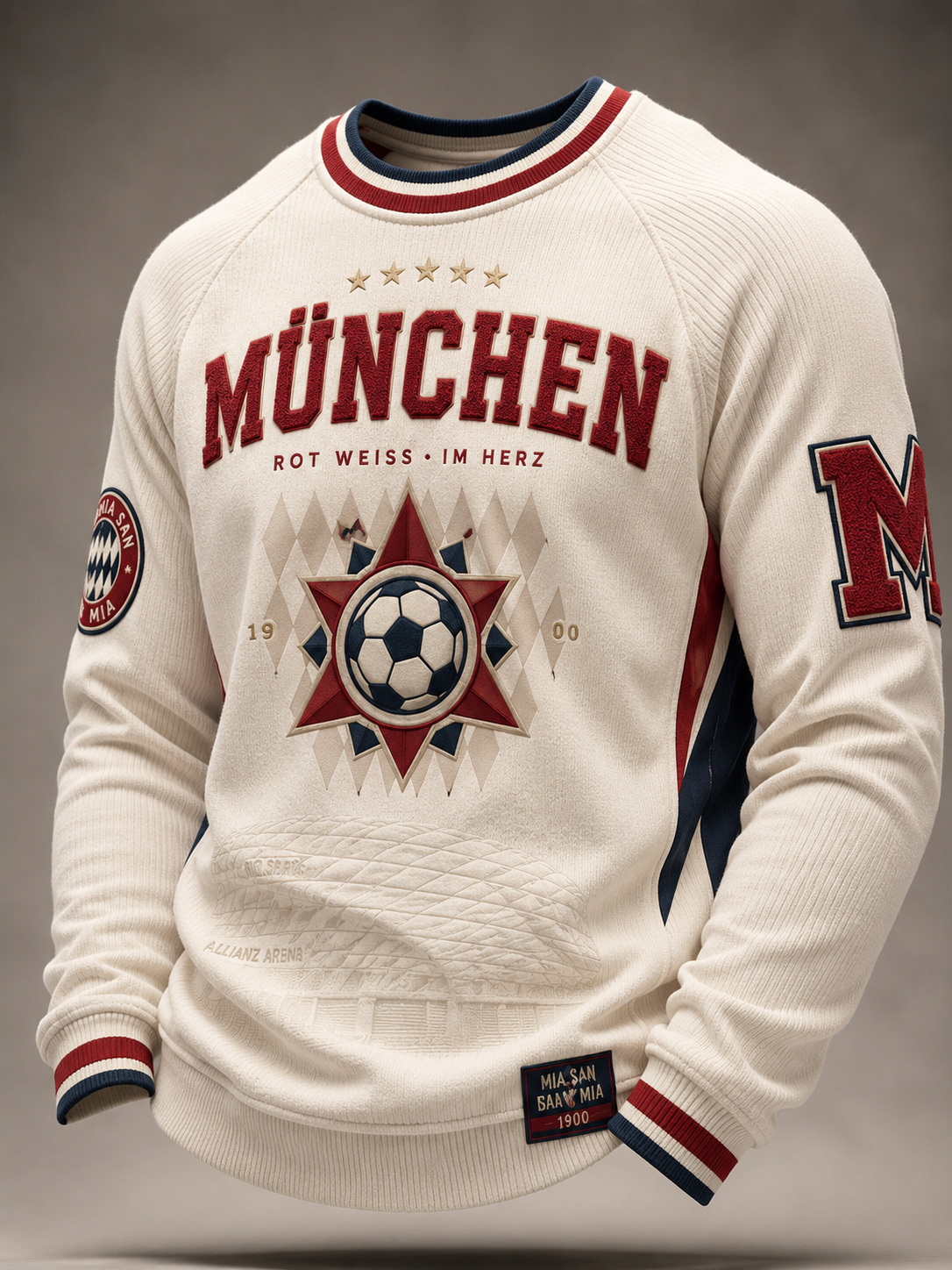 Herren-T-Shirt von Bayern München mit Waffelstruktur und langen Ärmeln