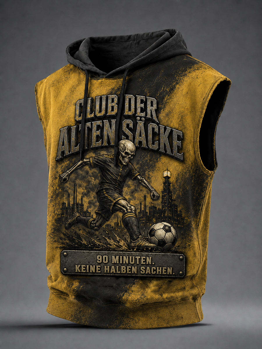 Lustiges ärmelloses Kapuzensweatshirt für Herren mit Fußballfan-Print