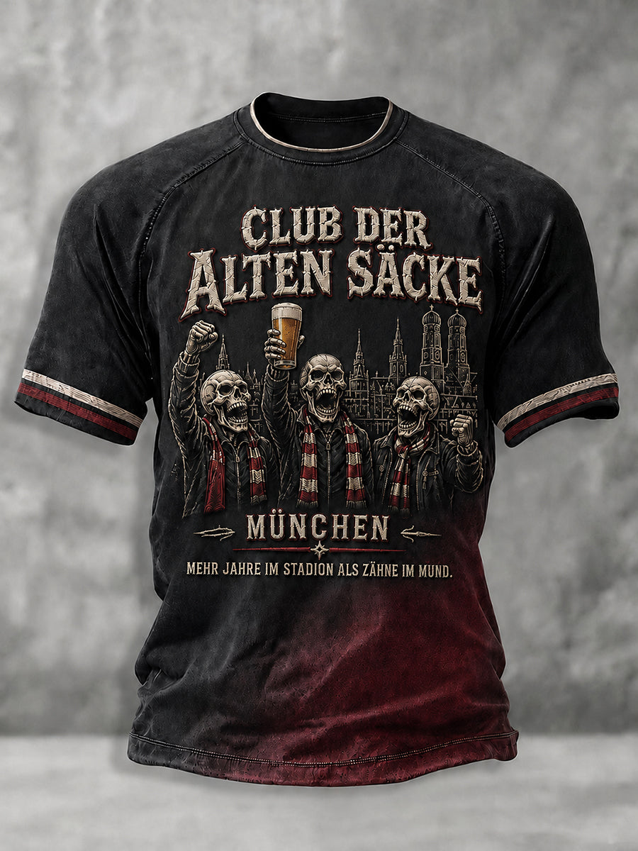 Herren-Lustiges Fußballfan-Print-T-Shirt mit kurzen Ärmeln