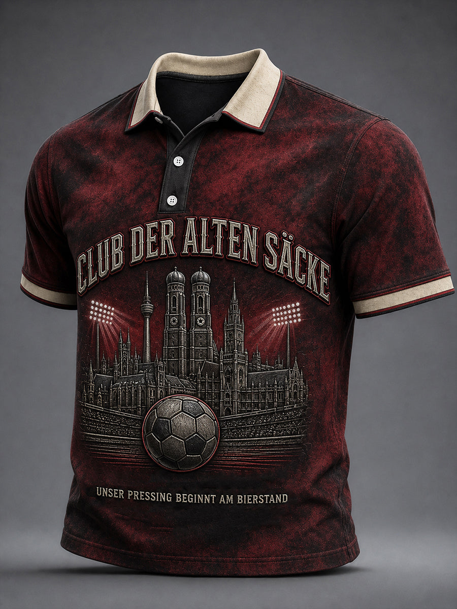 Herren-Lustiges Fußballfan-Print-Kurzarmhemd