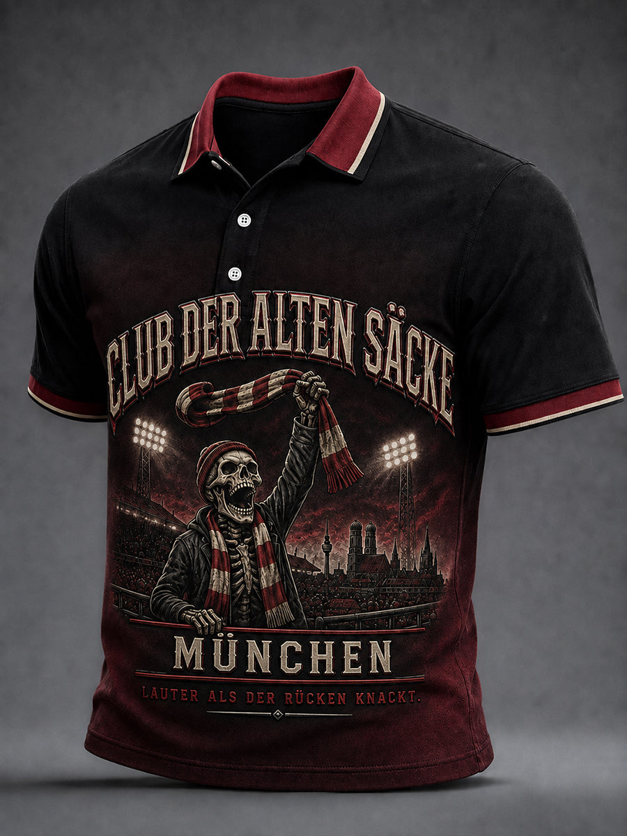 Herren-Lustiges Fußballfan-Print-Kurzarmhemd