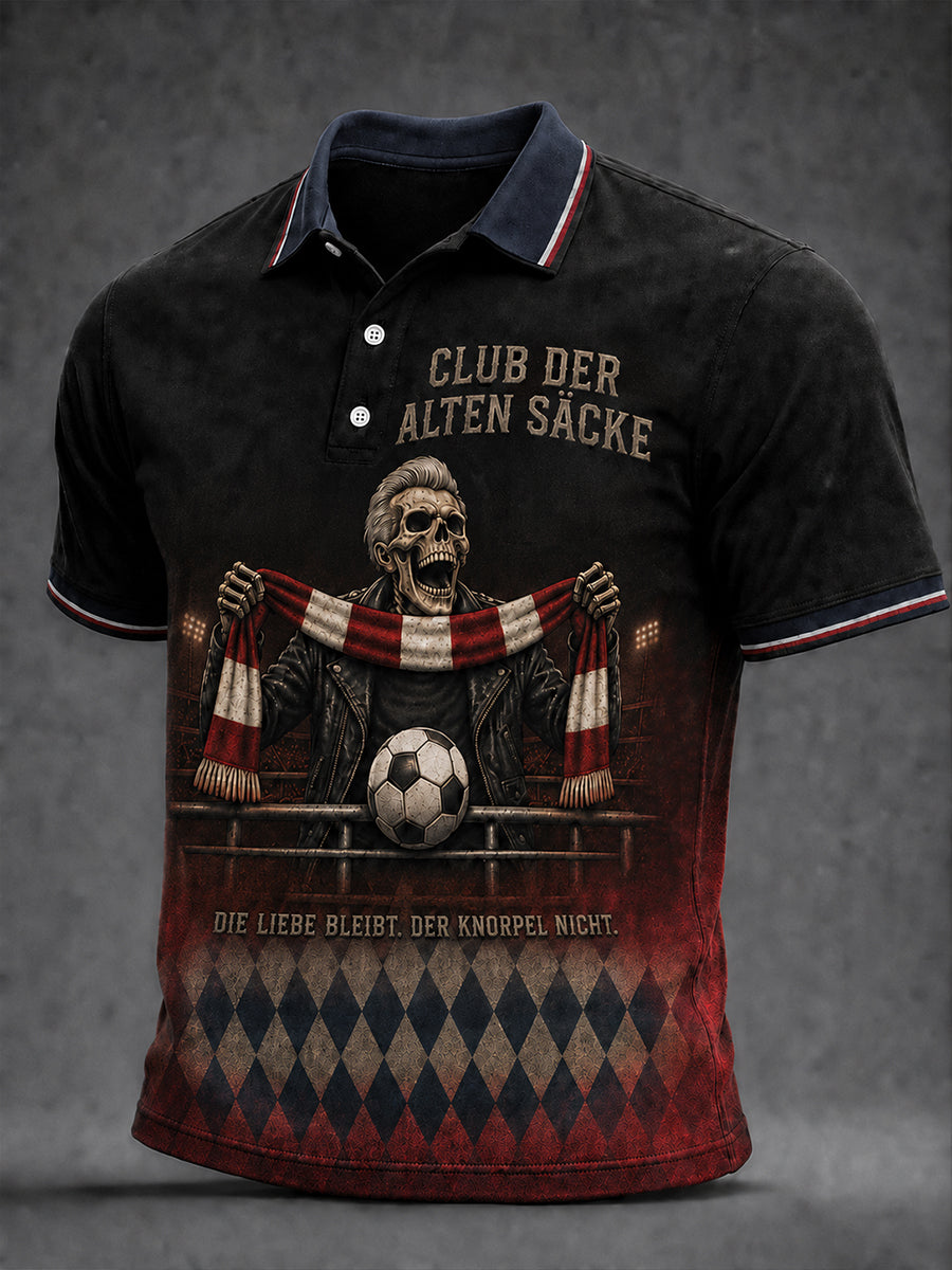 Herren-Lustiges Fußballfan-Print-Kurzarmhemd