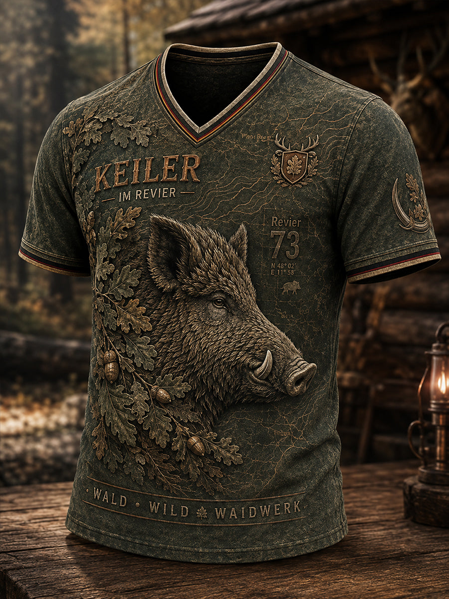 Herren-T-Shirt mit V-Ausschnitt zur deutschen Jagdsaison