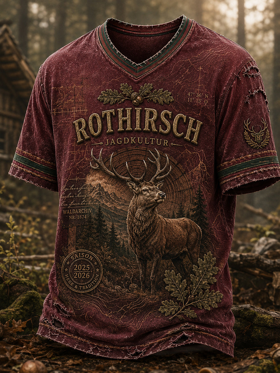 Herren-T-Shirt mit V-Ausschnitt zur deutschen Jagdsaison