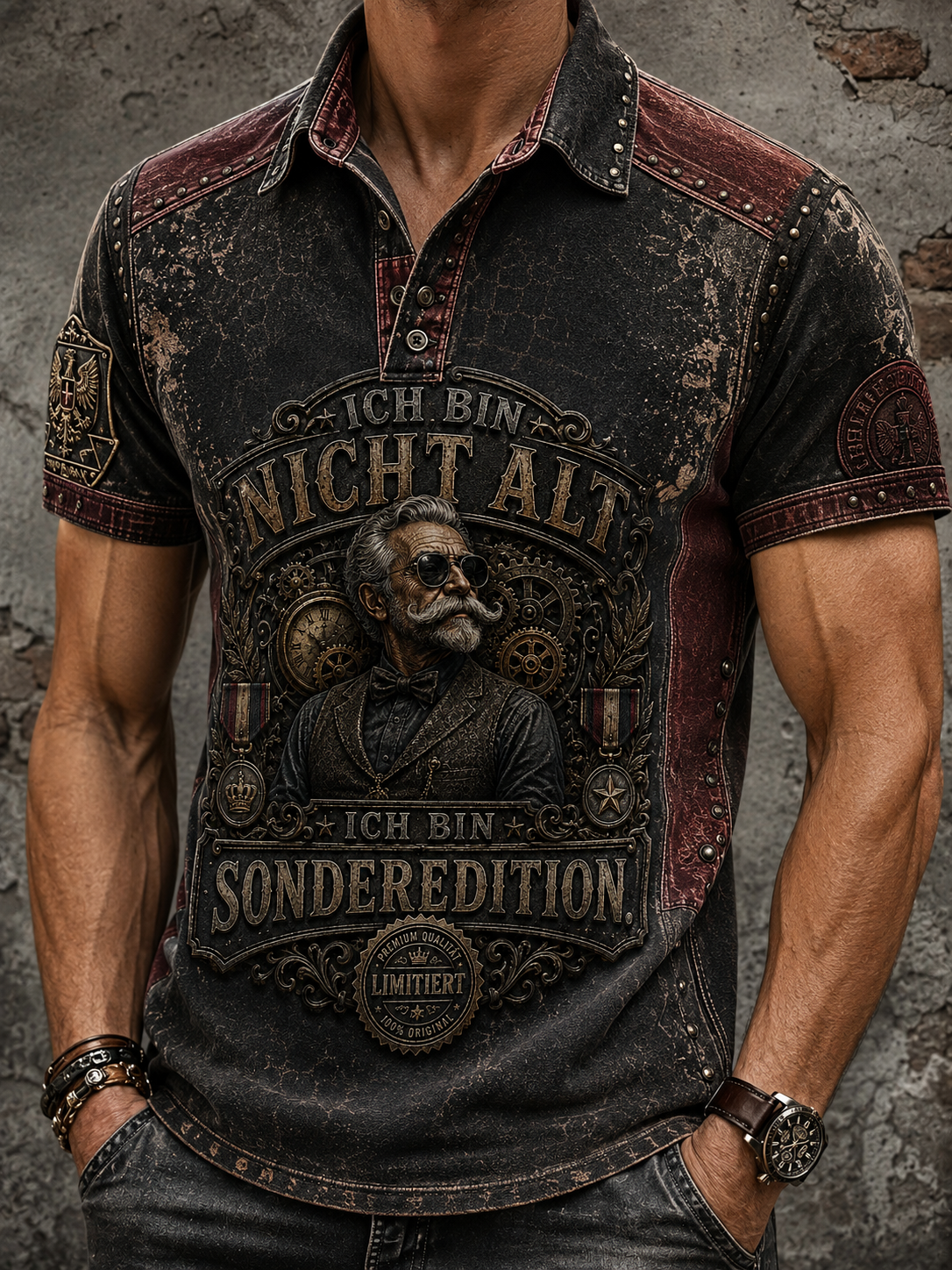 Herren-Humoristisches Slogan-Kurzarm-Shirt
