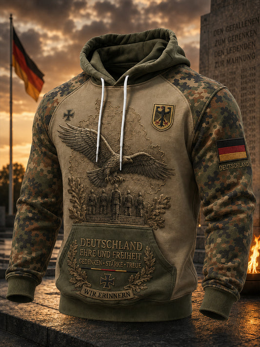 Herren-Vintage-Kapuzenpullover im militärischen Camouflage-Style mit Langarm