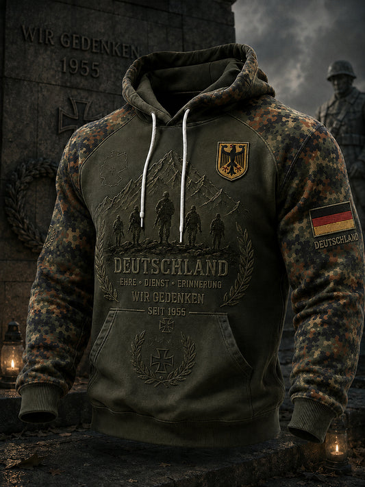 Herren-Vintage-Kapuzenpullover im militärischen Camouflage-Style mit Langarm