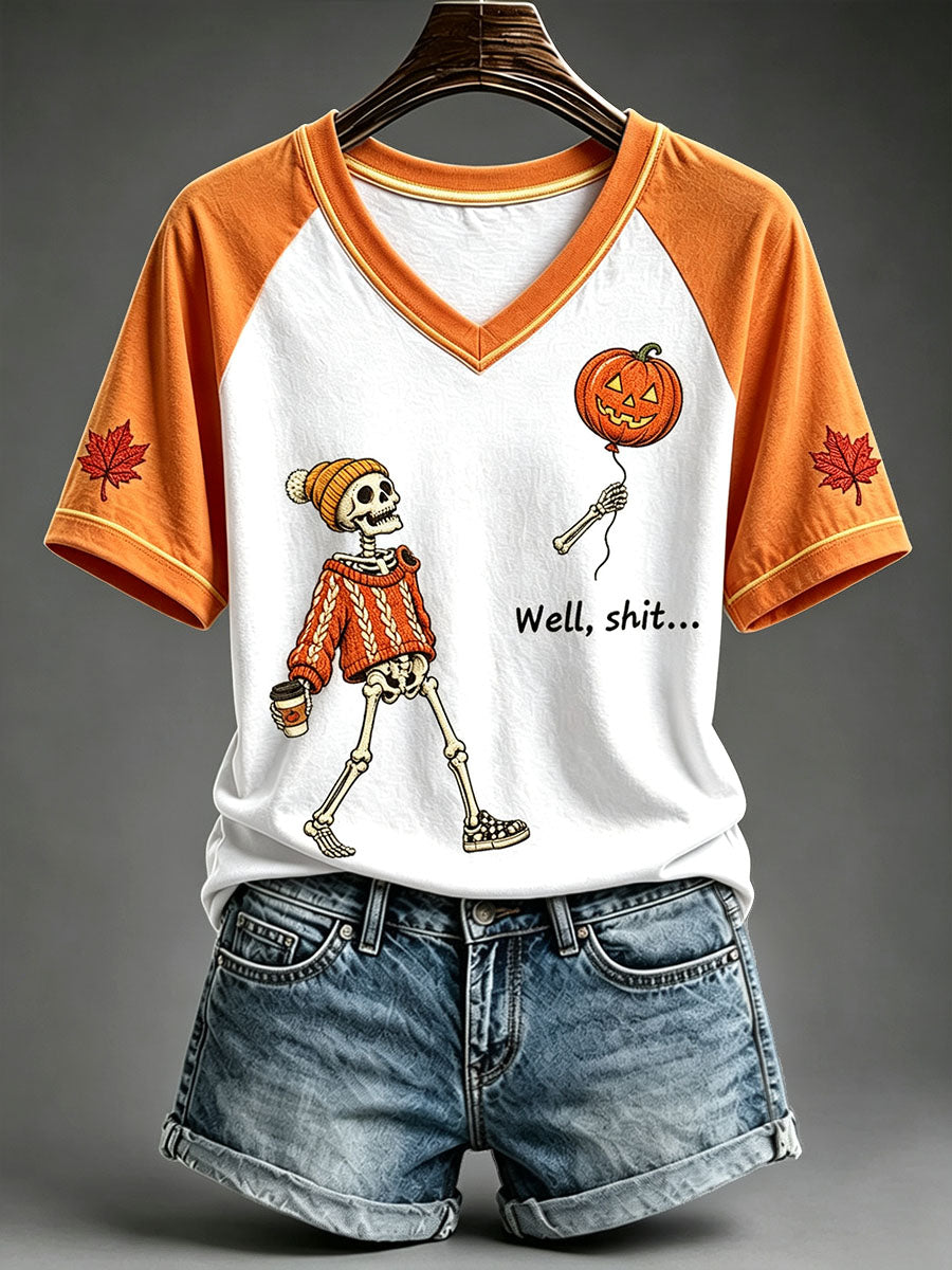 Frauen Halloween Schädel T-Shirt