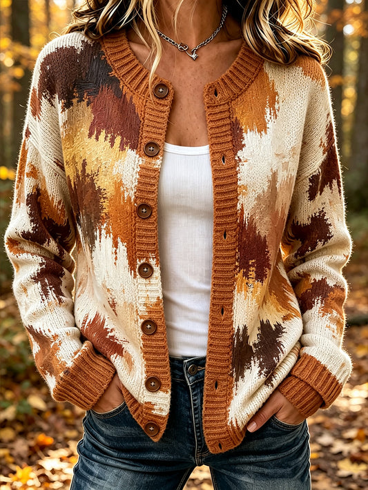 Damen Herbst farblich passende Freizeit Strickjacke im Stil