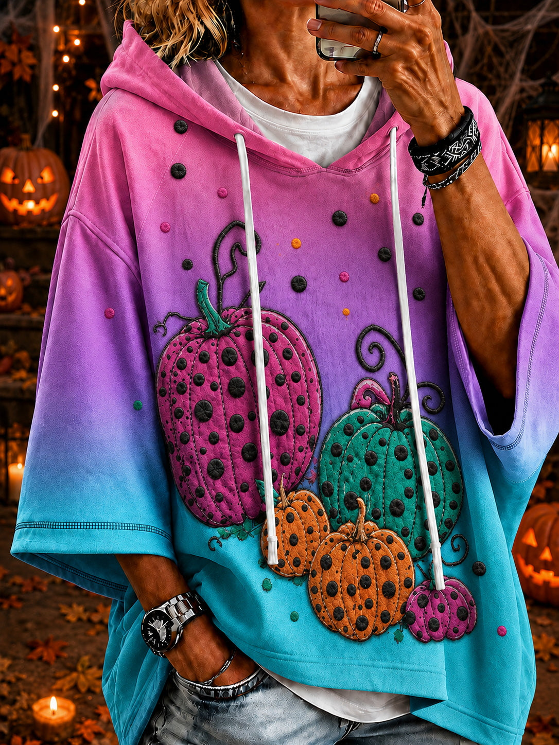 Frauen Halloween Kürbis Hoodie