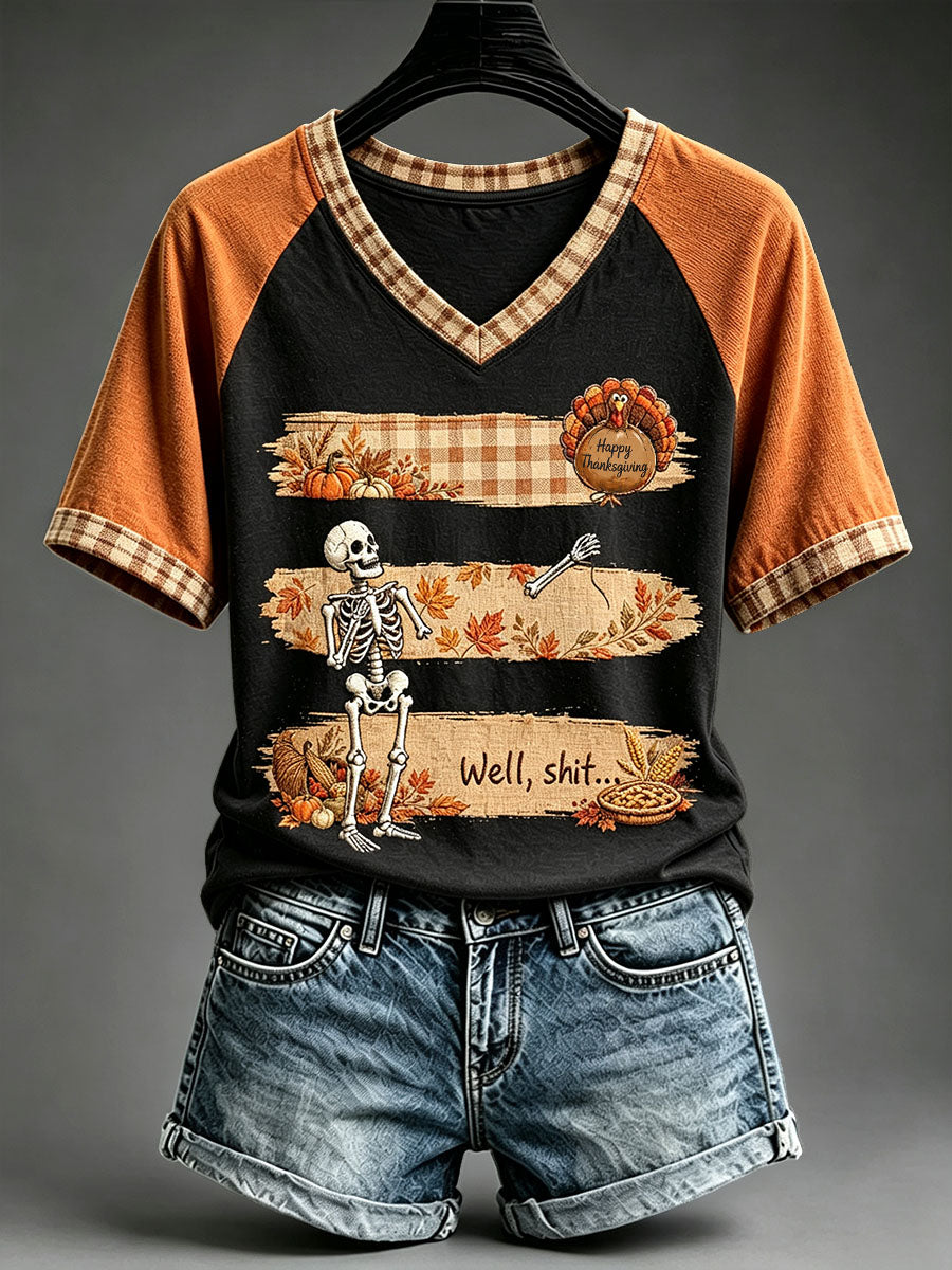 Frauen Herbst Schädel T-Shirt