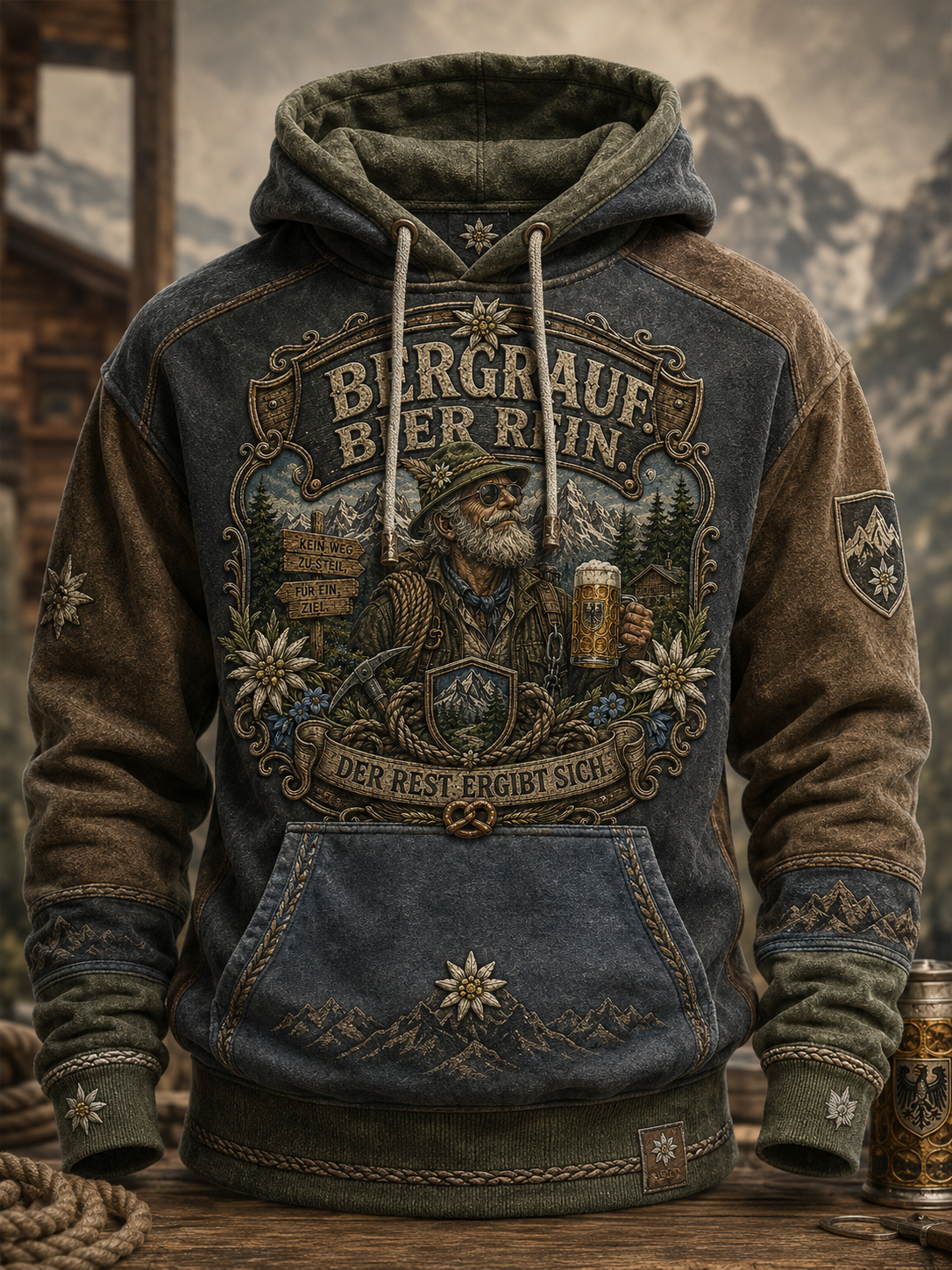 Herren Humorvoller Slogan Übergroßer Schulter-Hoodie mit Taschen