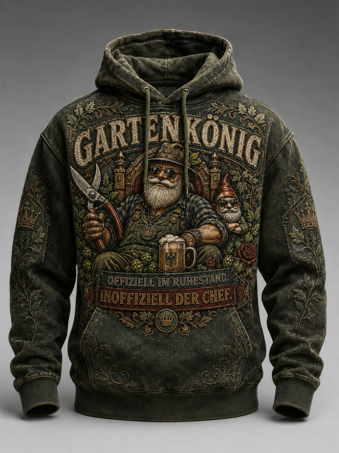 Herren-Hoodie mit witzigem Slogan, übergroß, Drop-Shoulder-Schnitt und Taschen