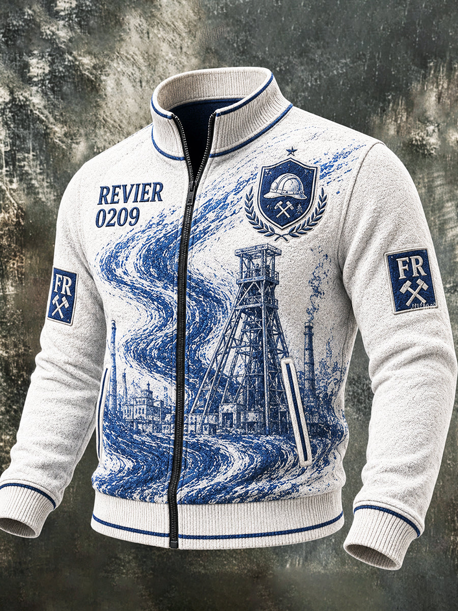 Herren Deutsche bundes liga Schalke Fußball-bedruckte Freizeit jacke mit Reiß verschluss