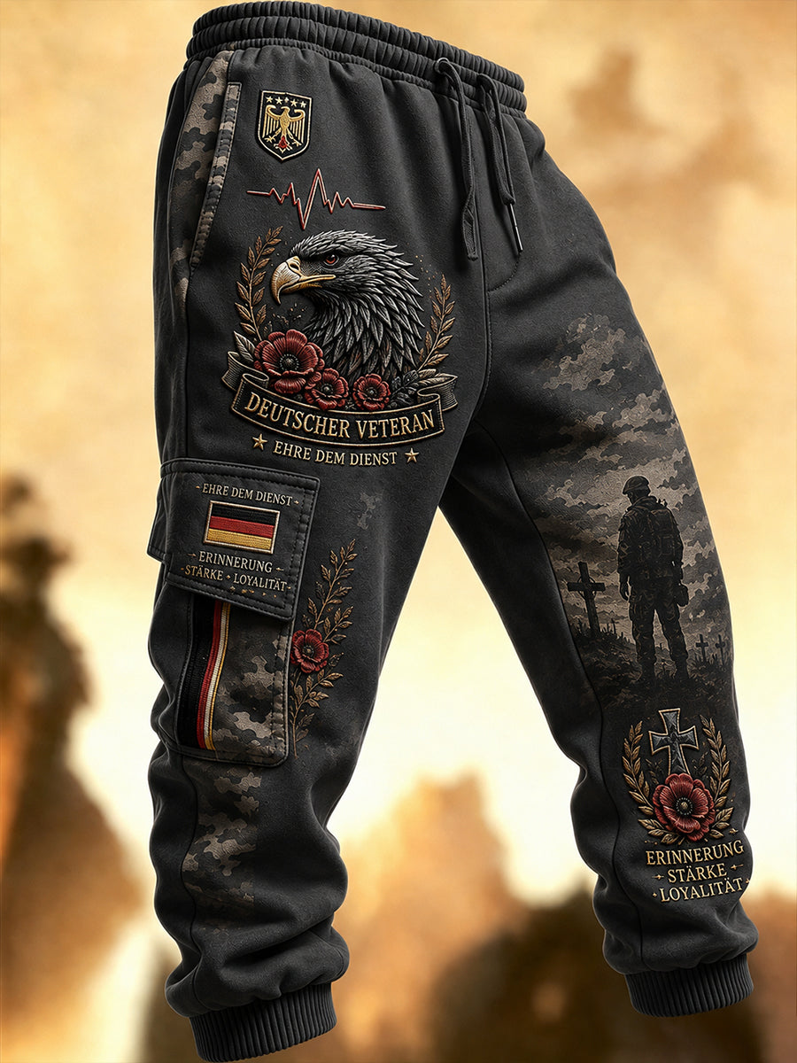 Herren-Lange Cargohose im militärinspirierten Camouflage-Print