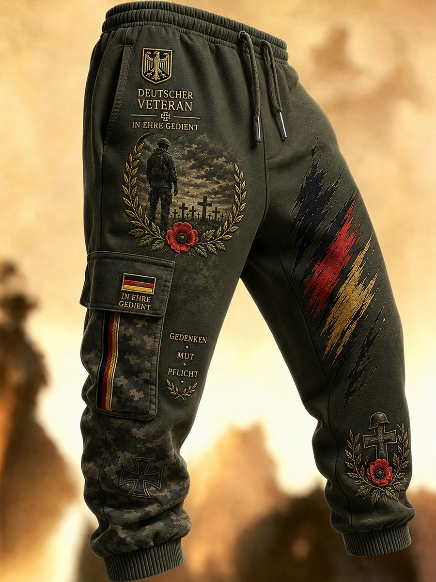 Herren-Lange Cargohose im militärinspirierten Camouflage-Print
