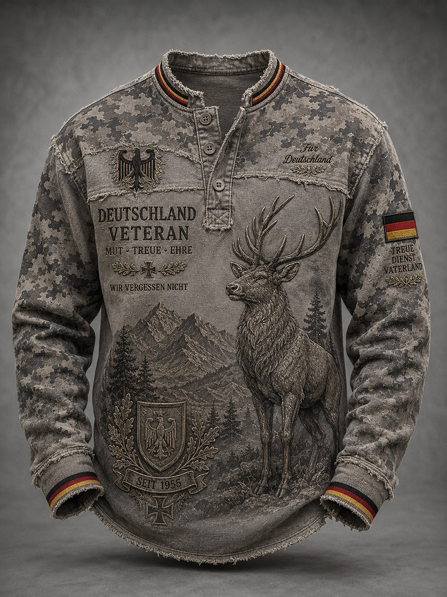Herren-Longsleeve mit Camouflage-Print zum Gedenken an Veteranen