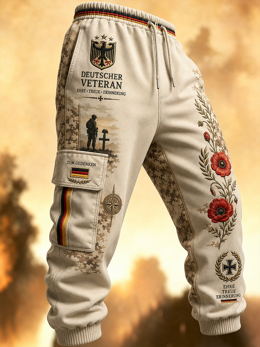 Herren-Lange Cargohose im militärinspirierten Camouflage-Print