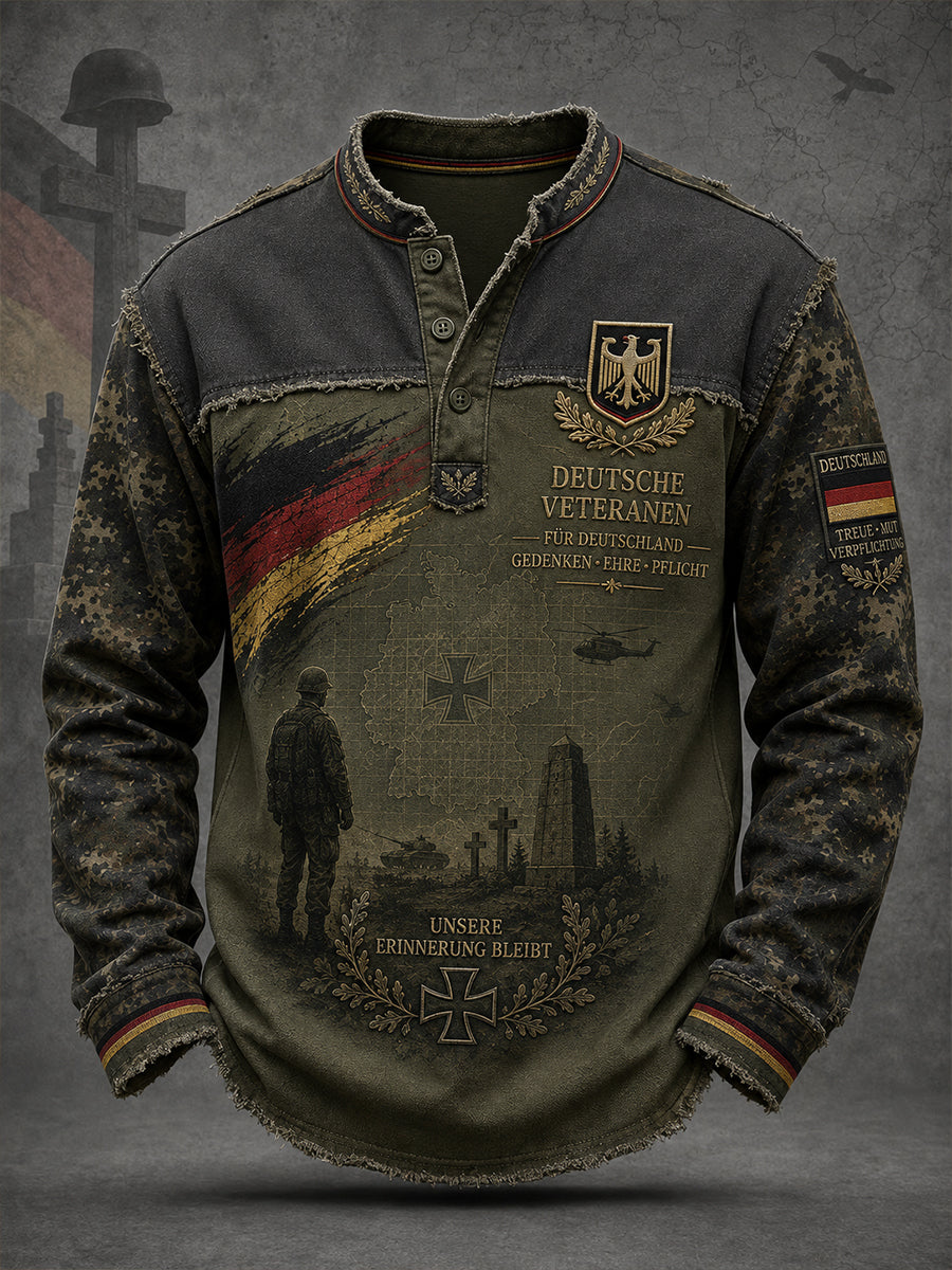 Herren-Longsleeve mit Camouflage-Print zum Gedenken an Veteranen