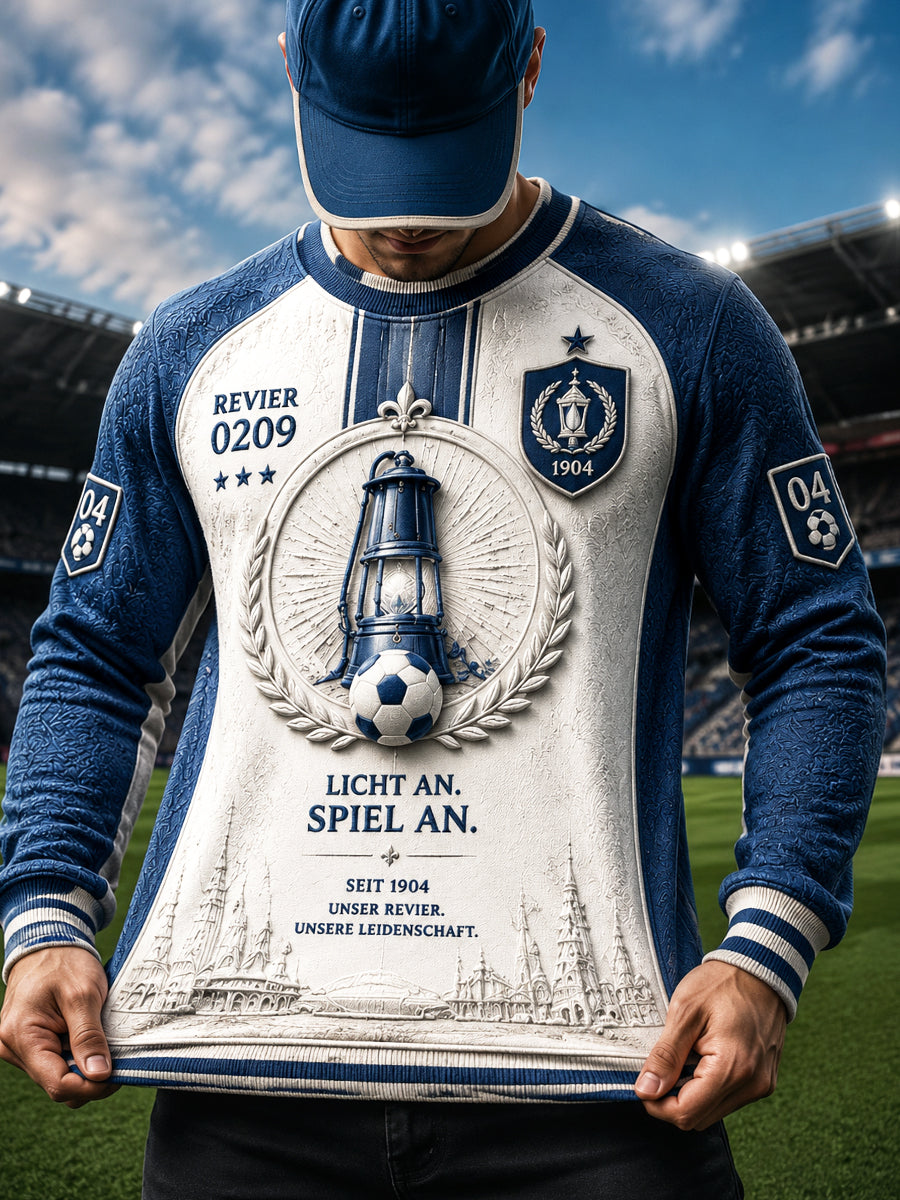 Herren-Bundesliga-Schalke-Fußball-Kumpellampe-Print-Lässiges Sweatshirt