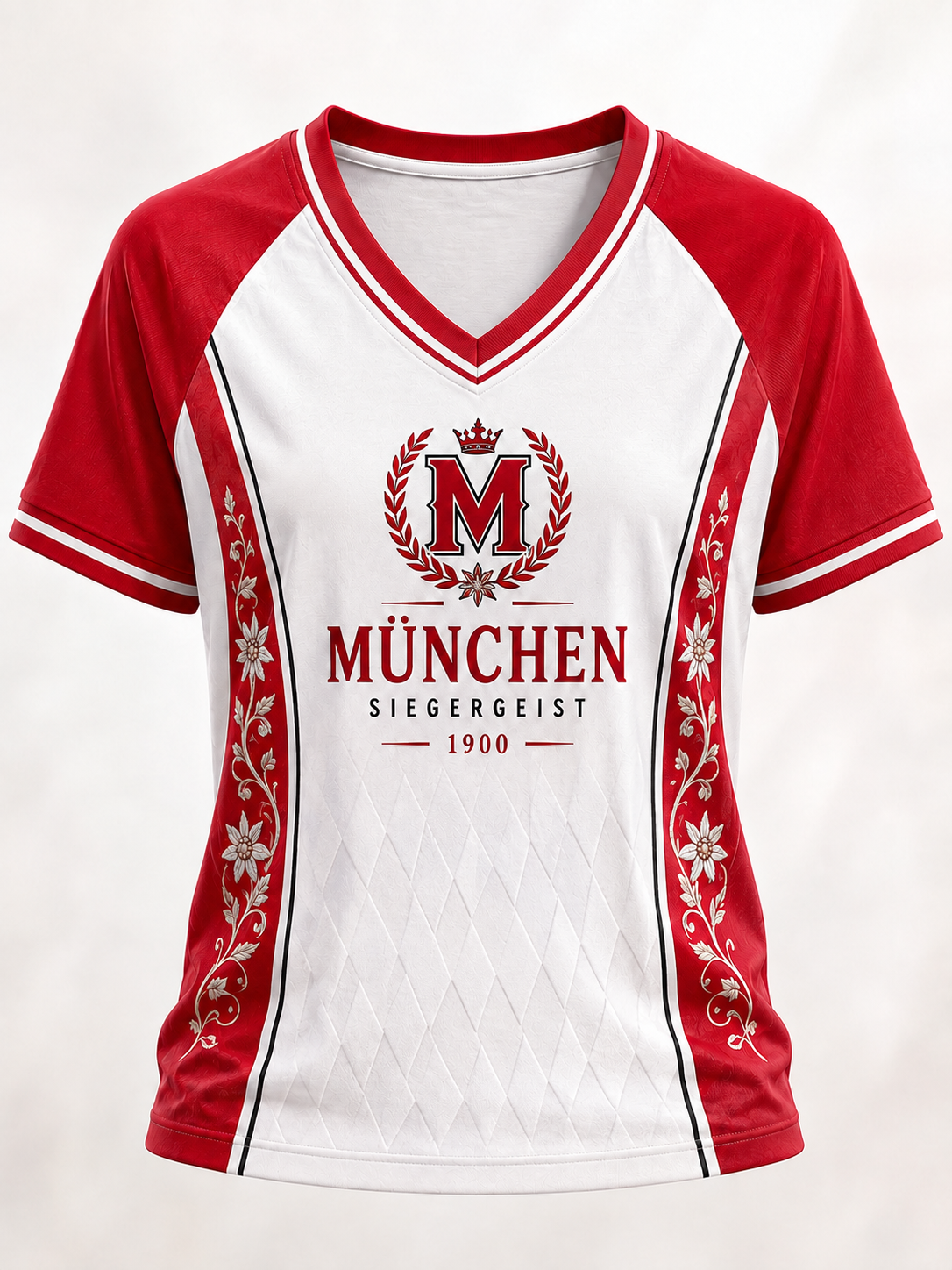 Damen-T-Shirt von Bayern München mit V-Ausschnitt und schulterfreiem, kurzärmeligem Design