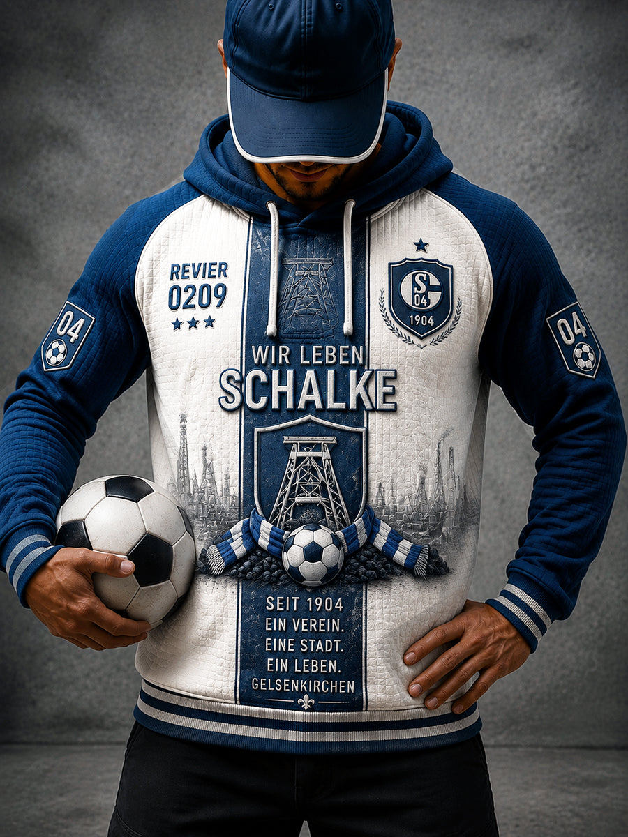 Herren-Bundesliga-Schalke-Football-Printed-Casual-Kapuzenpullover