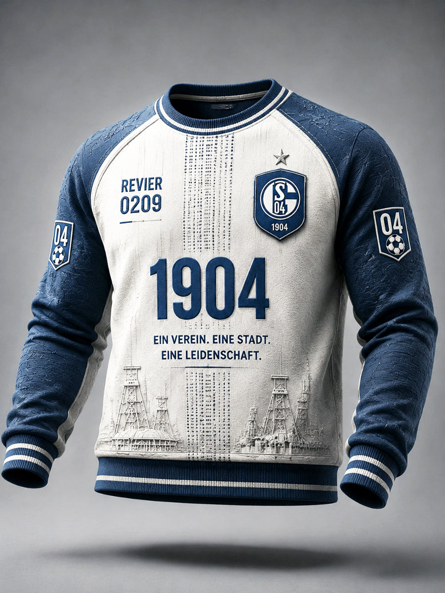 Herren-Deutsche-Bundesliga-Schalke-Football-Gedrucktes-Lässiges-Sweatshirt