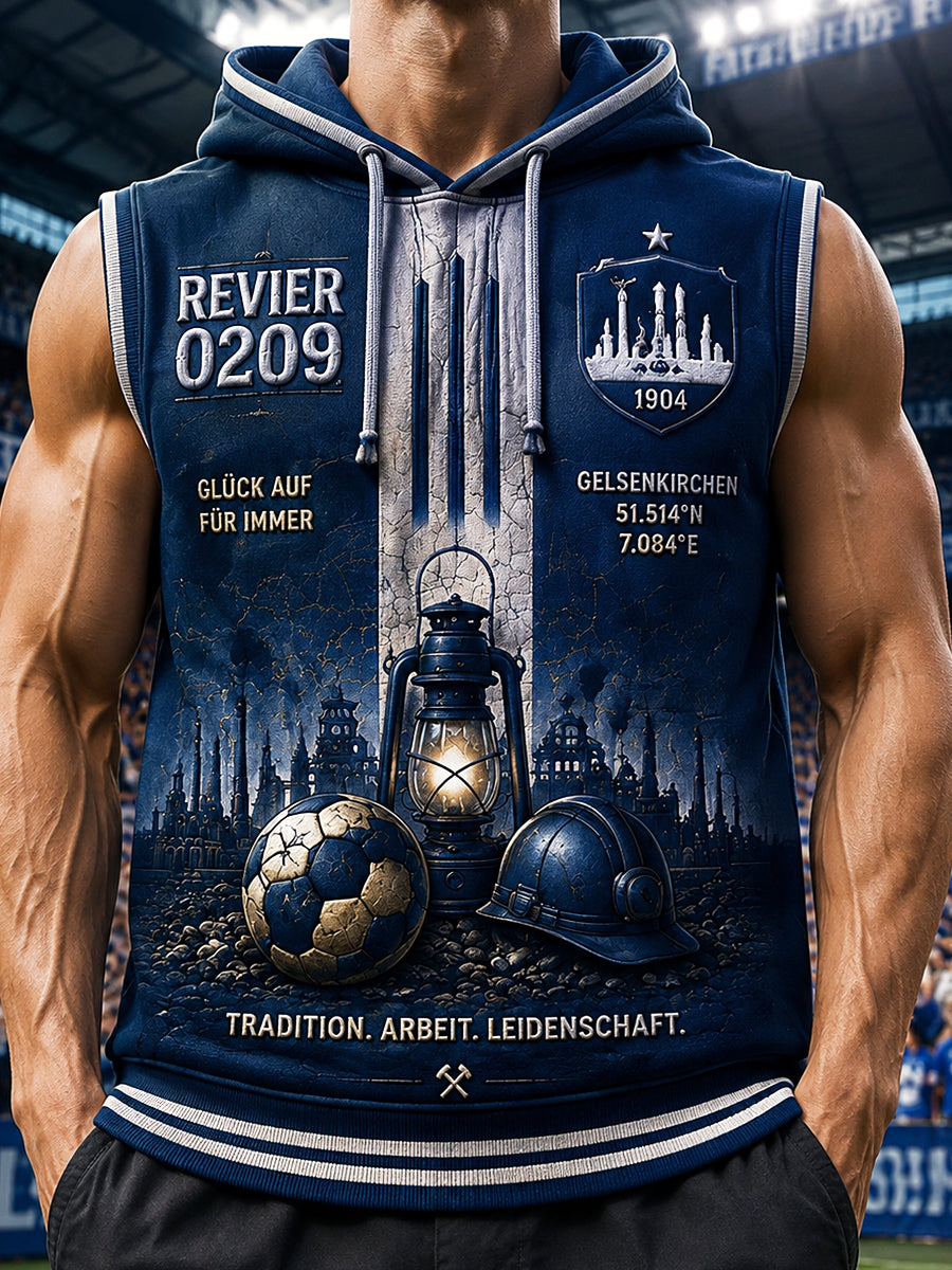 Herren-Fußballweste von Schalke mit Industrie-Print, lässig, mit Kapuze