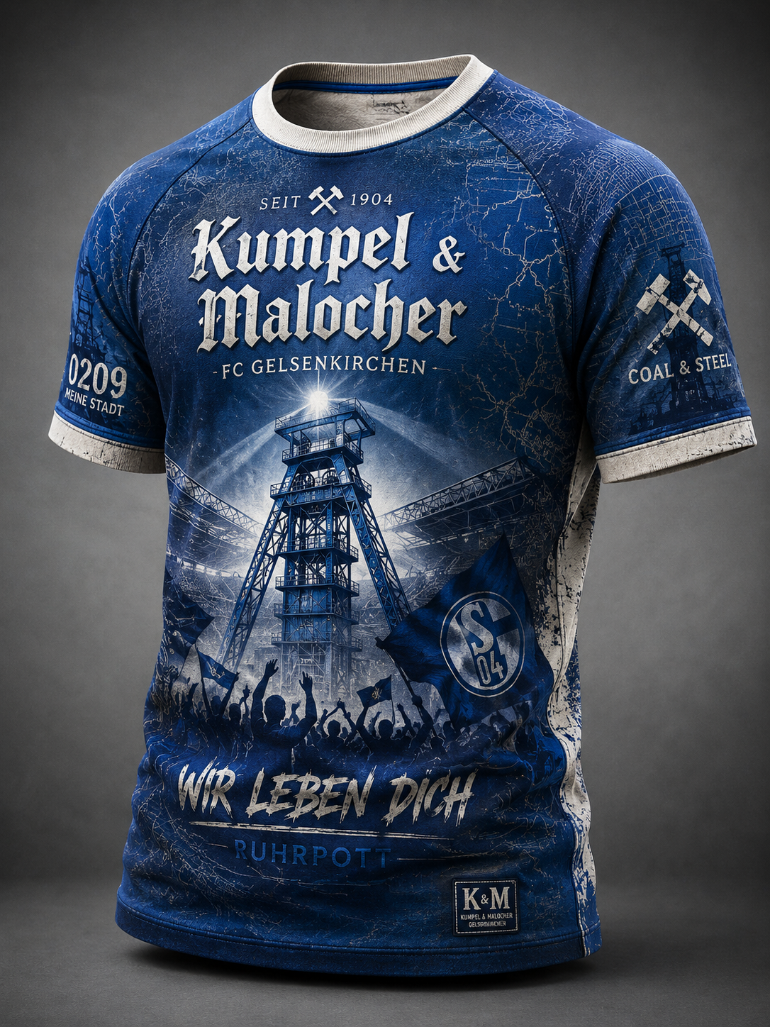 Herren-Schalke-T-Shirt mit kurzen Ärmeln