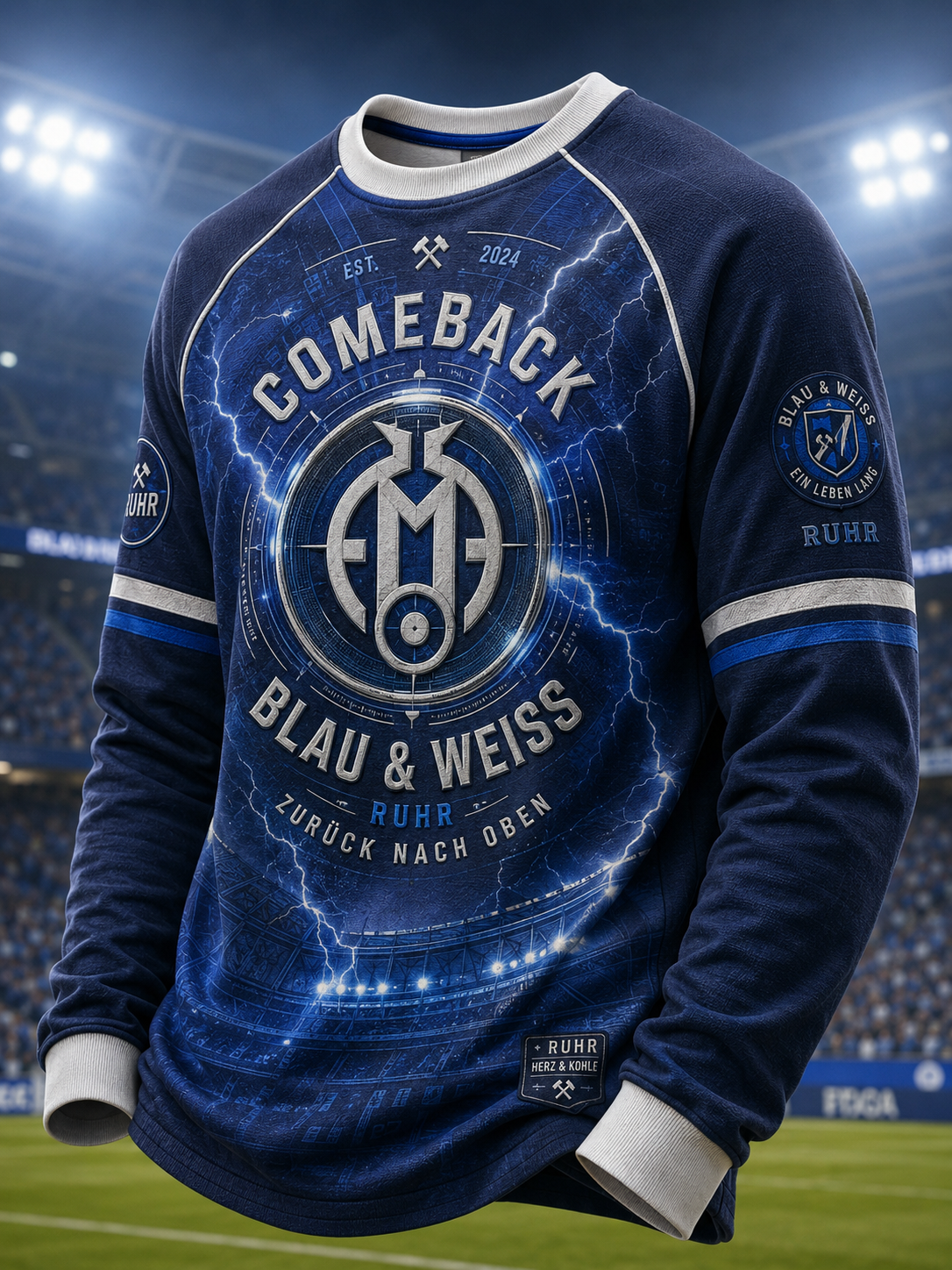 Herren-Schalke-T-Shirt mit langen Ärmeln