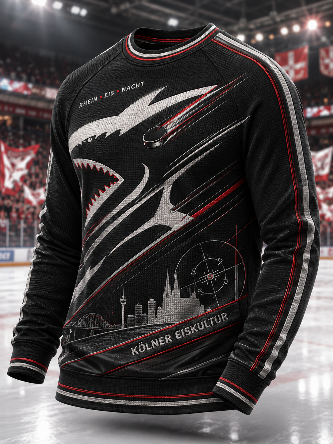 Herren-Kölner-Haie-T-Shirt mit langen Ärmeln