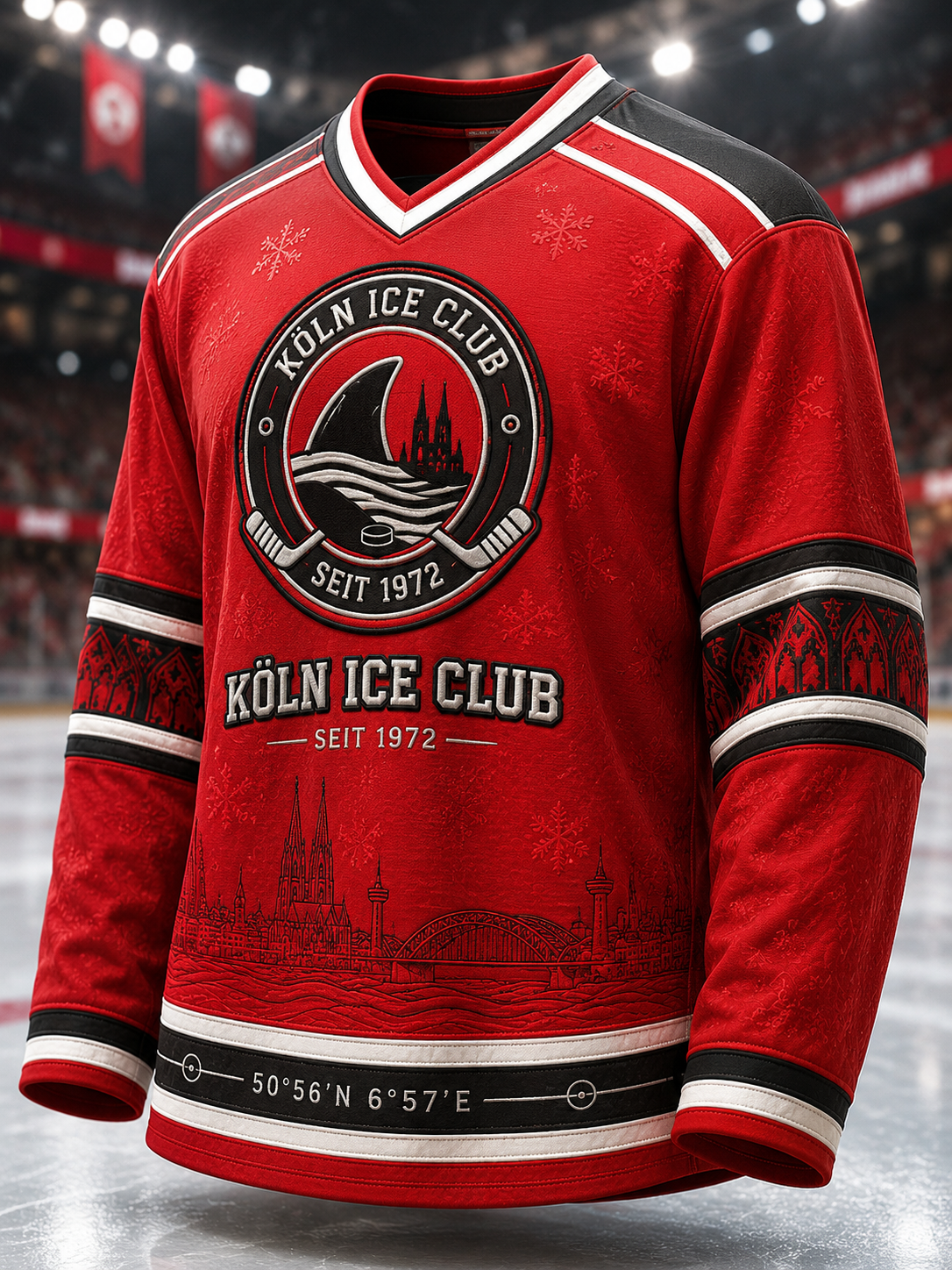 Herren-Kölner-Haie-T-Shirt mit langen Ärmeln