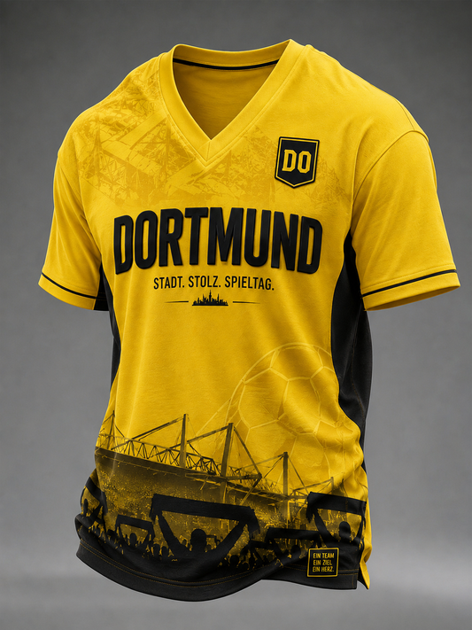 Herren-Dortmund-V-Ausschnitt-T-Shirt