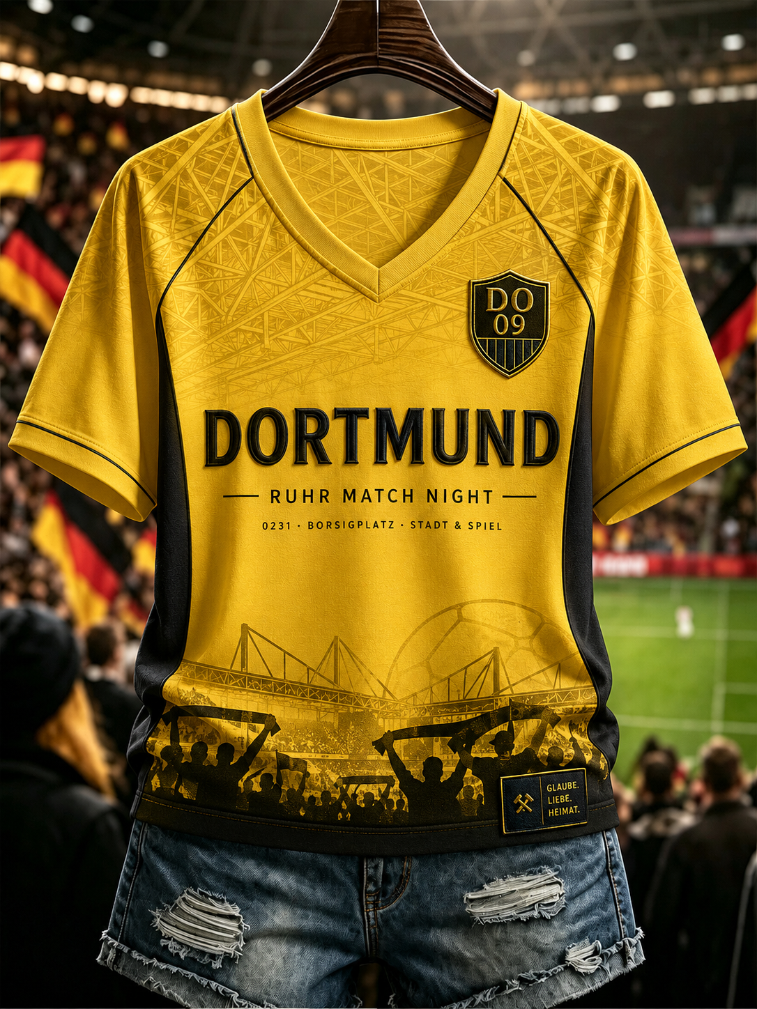 Damen-T-Shirt mit V-Ausschnitt und schulterfreiem Design sowie kurzen Ärmeln in Dortmund