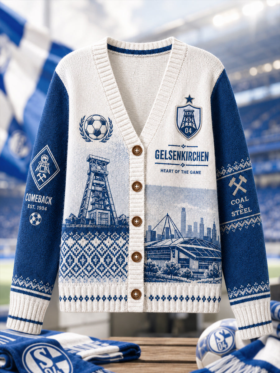 Damenstrickjacke im Schalke-Cardigan-Stil