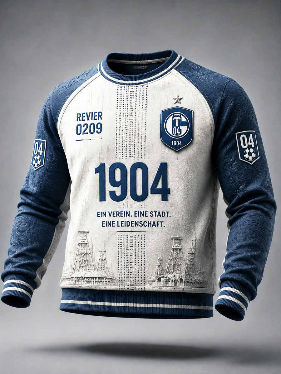 Herren-Deutsche-Bundesliga-Schalke-Football-Gedrucktes-Lässiges-Sweatshirt