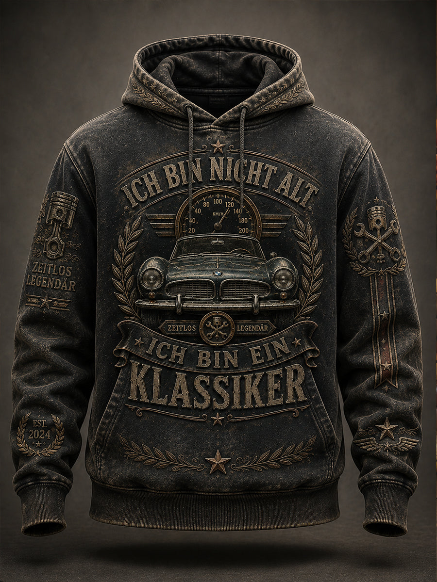 Herren-Hoodie mit witzigem Slogan, übergroß, Drop-Shoulder-Schnitt und Taschen