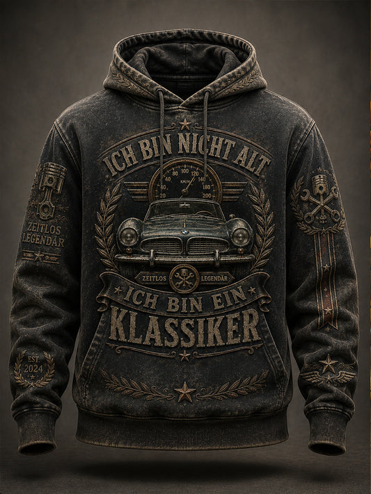 Herren-Hoodie mit witzigem Slogan, übergroß, Drop-Shoulder-Schnitt und Taschen